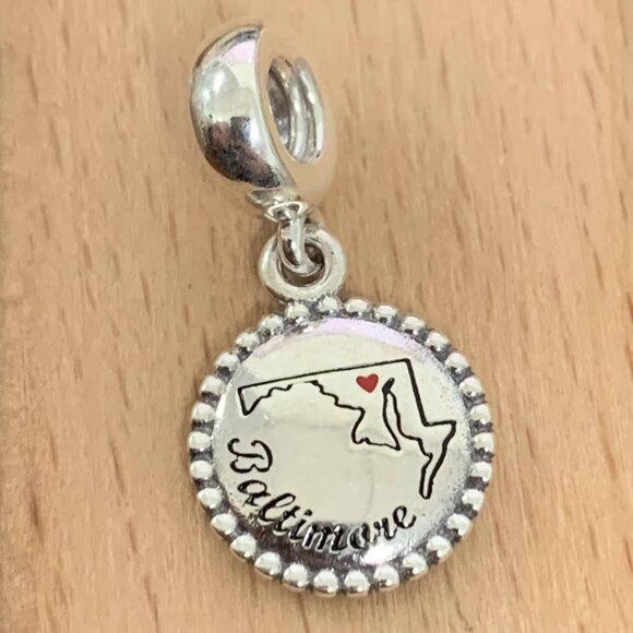 Pandora Baltimore Map Exclusive Charm, S925 Silver Bracelets - Picture 1 of 4